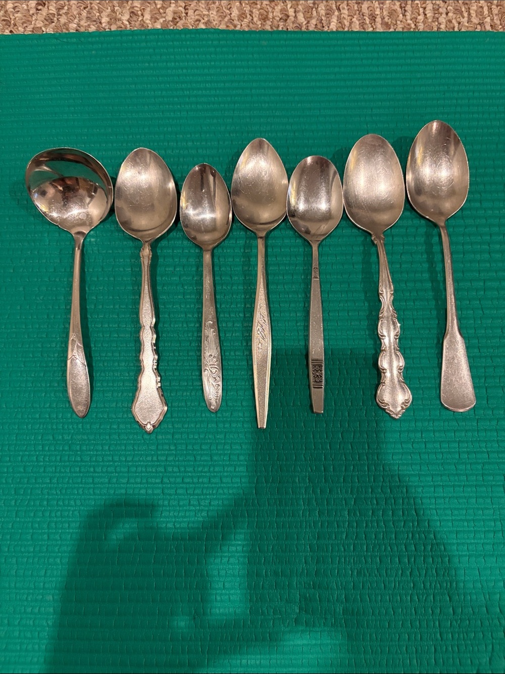 Vintage Assorted Stainless Steel Serving Spoons - Silver- set of 7